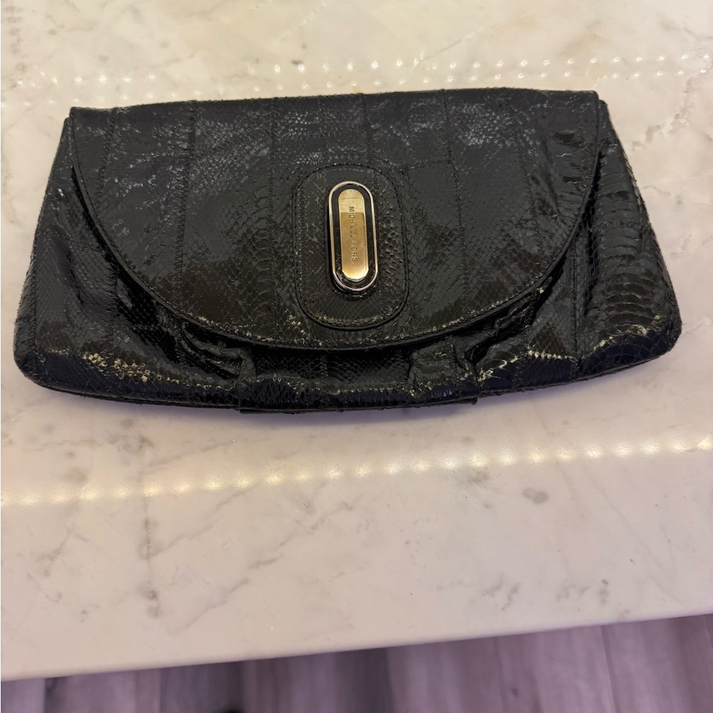 Michael Kors clutch leather snake like print